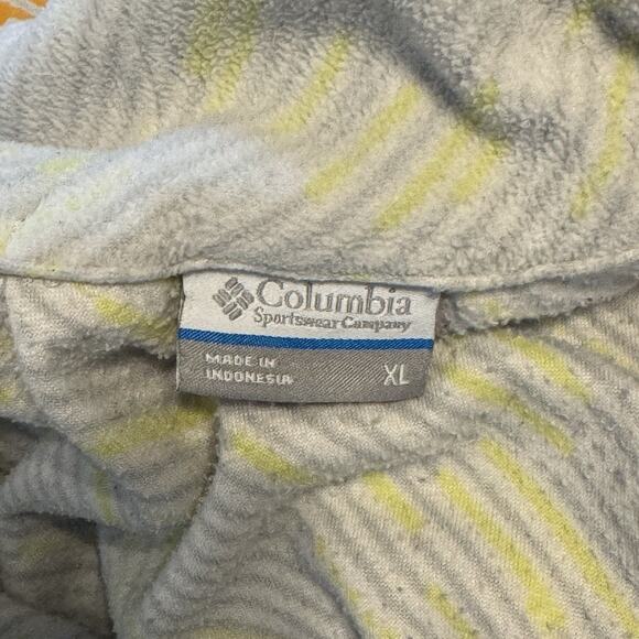Columbia Women's Off White Gray Yellow Stripe Fleece Pullover Shirt Top Size XL - Picture 5 of 6
